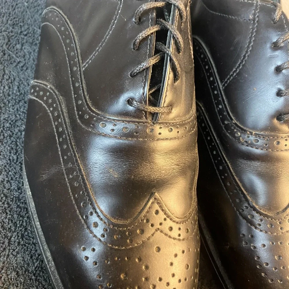 Iron Age Men's 12 W Black Leather Wingtip Oxford Steel Toe Safety Shoes USA